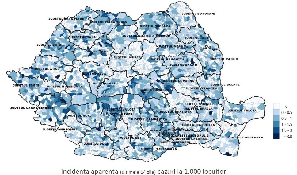 COVID-19, în ultima săptămână | Bihorul, printre județele cu cele mai multe decese. Trendul infectărilor este DESCRESCĂTOR
