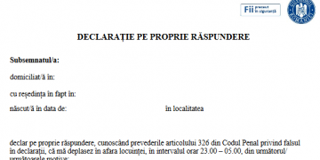 MODELUL declarației pe propria răspundere | Documentul este necesar de luni
