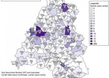 Harta COVID a Bihorului | Numărul cazurilor active din județ, în scădere