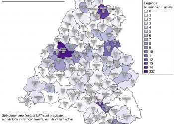 HARTA cazurilor COVID în Bihor | Peste 10.000 de cazuri de la începutul pandemiei în Oradea, doar 300 mai sunt active