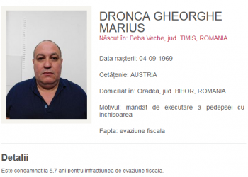 Cetățean austriac, condamnat la închisoare pentru o EVAZIUNE de 16 milioane de lei, prins în Oradea