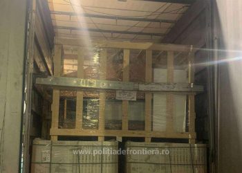 CAPTURĂ pe autostradă, la punctul de frontieră Borș II | 46 de migranți, găsiți printre cuve de mașini de spălat, în remorca unui camion