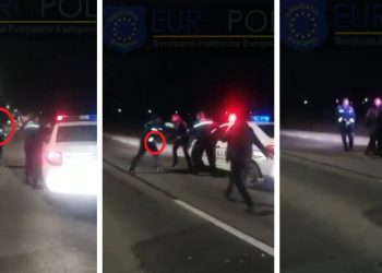 SCANDAL în trafic | Un polițist a scos arma pentru a potoli un bărbat băut care lovise un polițist local (VIDEO)