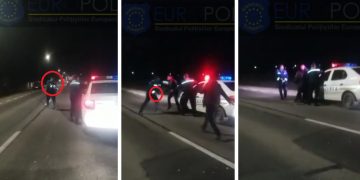 SCANDAL în trafic | Un polițist a scos arma pentru a potoli un bărbat băut care lovise un polițist local (VIDEO)