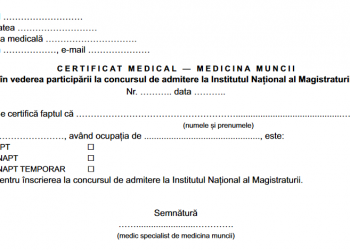 Modelul certificatul medical necesar candidaților la admiterea în INM a fost publicat în Monitorul Oficial