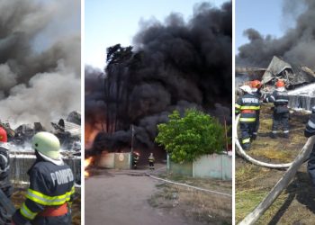 A fost ARESTAT un bărbat suspectat că a provocat incendiul uriaș de la un depozit de materiale plastice din Salonta
