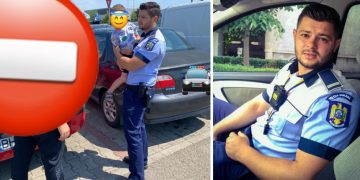 Agentul salvator | Un copil închis într-o mașină din parcarea unui magazin din Oradea a fost salvat de un polițist