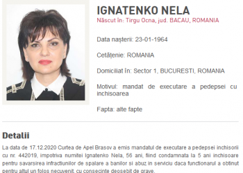 Contestația în anulare formulată de Nela Ignatenko în dosarul ”Ferma Băneasa”, respinsă definitiv de Înalta Curte de Casație și Justiție