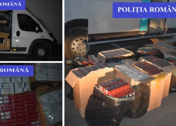 Transport de țigări de contrabandă, descoperit la intrarea în Oradea | Aproape 280.000 de țigări au fost găsite de polițiștii BCCO, ascunse într-o autoutilitară