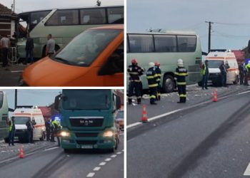 VIDEO. 12 răniți în urma ciocnirii dintre un autocar și un autotren, pe DN 76 Oradea – Beiuș, la Dușești
