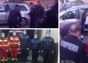 FOTO. Bărbat de 66 de ani, salvat de pompierii din Salonta, după ce i s-a făcut rău într-o mașină | Șoferul a cerut ajutor la subunitatea din oraș