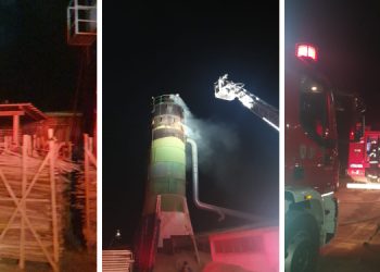 FOTO. Incendiu la o fabrică de sicrie din Bihor | A ars silozul de rumeguș