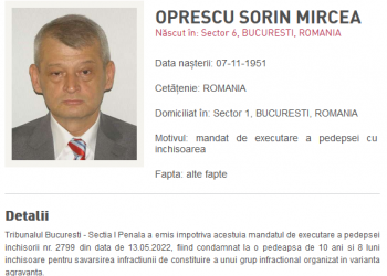 Sorin Oprescu, dat în urmărire națională după ce a fost condamnat definitiv la 10 ani și 8 luni de închisoare pentru luare de mită
