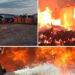 VIDEO. Incendiu violent în Bihor | Favorizate de vântul puternic, flăcările au cuprins o hală în care erau depozitate materiale lemnoase și utilaje