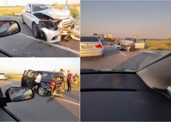 FOTO. Grav accident la ieșirea din Oșorhei | Un copil de 10 ani a ajuns la spital în stare gravă