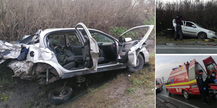 VIDEO. Trei răniți în urma unei ciocniri între un camion și un autoturism, pe DN19, în Diosig