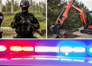 Operațiune de prindere a unor hoți, în miez de noapte | Trei sibieni au fost prinși de mascații de la Acțiuni Speciale, după ce au încercat să fure trei mini-excavatoare din Oradea