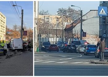 Un șofer din Oradea s-a urcat băut la volan și a ”măturat” stâlpii de pe marginea trotuarului | Ce alcoolemie avea