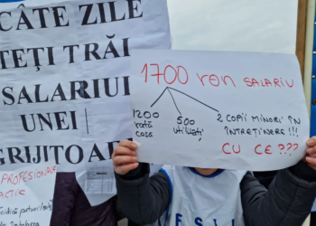 Cel mai mare sindicat din Educație, protest în fața Prefecturii Bihor | Personalul nedidactic din școli are venituri între 1.700 și 2.200 de lei