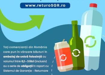 Toți comercianții care vând apă îmbuteliată, băuturi răcoritoare, bere,vin în ambalaje de unică folosință din plastic, sticlă sau metal trebuie să se înregistreze în Sistemul de Garanţie-Returnare. Amenzi de 20.000-40.000 lei