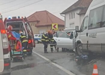 UPDATE. Accident cu 14 victime la Petrileni. 9 copii răniți. 24 de persoane implicate în accident. 18 copii în microbuz