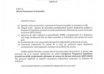 Ce l-a determinat pe Fenechiu să retragă proiectul. Demers în forță al marilor case de avocatură. Peste 1800 de avocați au semnat o petiție online