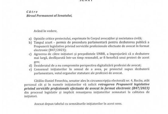 Ce l-a determinat pe Fenechiu să retragă proiectul. Demers în forță al marilor case de avocatură. Peste 1800 de avocați au semnat o petiție online