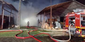 Incendiul violent de la depozitul din Săcueni, stins după 8 ore