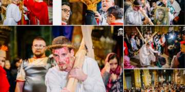 VIDEO/GALERIE. Condamnarea, purtarea crucii, biciuirea, răstignirea, coborârea în mormânt a Mântuitorului, reconstituită de elevii Liceului Teologic Romano-Catolic „Szent László”