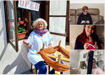 Meșterul popular Ida Pázmán participă la tricotarea celui mai lung fular din lume