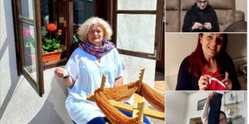 Meșterul popular Ida Pázmán participă la tricotarea celui mai lung fular din lume
