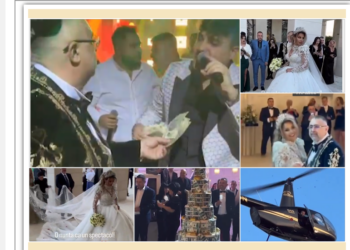 GALERIE/VIDEO. Elicopter, sampanie cu 10.000 euro sticla, teancuri de bani pentru cei mai în vogă maneliști la nunta celui ce își spunea Superconstructorul- Călin Raita