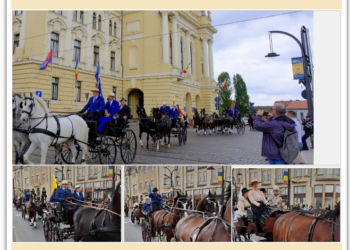 Uvertura concursului de trei stele de la Oșorhei: parada atelajelor. Primarul și viceprimarul de Oșorhei au condus alaiul