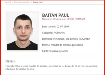 Orădean violent, dat în urmărire naţională pentru tentativă de omor după ce a înjunghiat un om al străzii