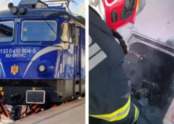 Locomotiva unui tren care circula pe ruta Oradea-Cluj, în flăcări. 100 de oameni s-au autoevacuat