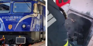 Locomotiva unui tren care circula pe ruta Oradea-Cluj, în flăcări. 100 de oameni s-au autoevacuat