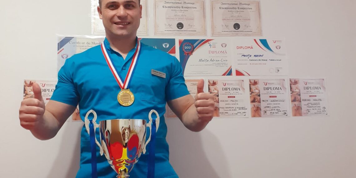 Beiușeanul Adrian Malița, primul terapeut român care a fost distins cu un trofeu, 2 medalii și 3 certificări la International Massage Championship Competition 2023, Singapore