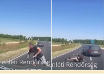 VIDEO. Întâmplare aproape ireală. Un român a sărit din mașina pe care o conducea în Ungaria. Urmărit pentru trafic de persoane