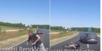 VIDEO. Întâmplare aproape ireală. Un român a sărit din mașina pe care o conducea în Ungaria. Urmărit pentru trafic de persoane