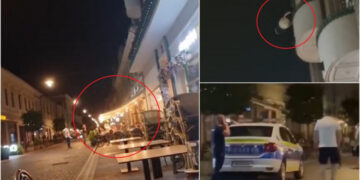VIDEO.Atac cu 10 găleți cu apă asupra clienților unui restaurant de pe Alecsandri. O locatară era supărată din cauza gălăgiei