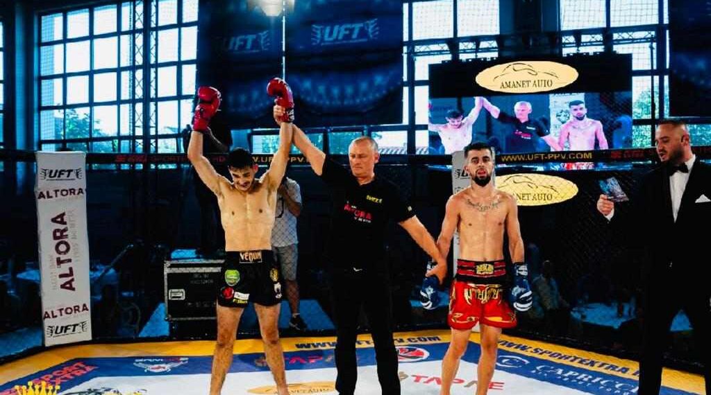 GALERIE. Beiușeanul de 18 ani, Răzvan Chiciu, debut cu un KO spectaculos în repriza a 3-a, la profesioniști, la UFT