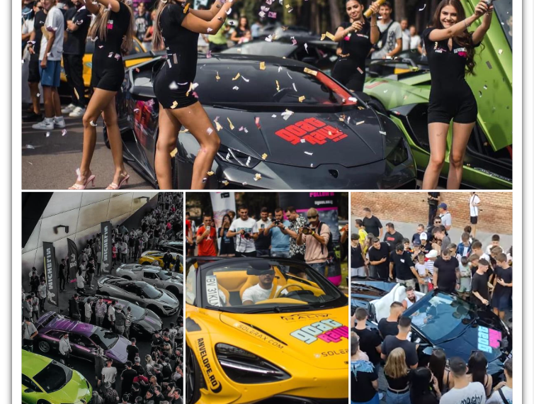 VIDEO. Desprinse din revistele cu mașini de lux: Lamborghini, Ferrari, McLaren. Raliul super mașinilor ajunge în Piața Unirii. Dorian Popa la volanul mașinii de 300.000 euro