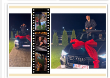 VIDEO. GALERIE. Un puști din Bihor, viral după ce a primit un Audi Q8 cadou la majoratul la care i-a cântat Culiță Sterp