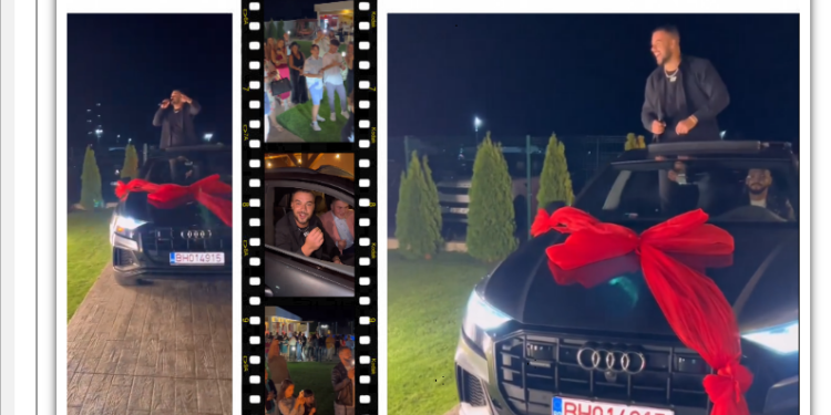 VIDEO. GALERIE. Un puști din Bihor, viral după ce a primit un Audi Q8 cadou la majoratul la care i-a cântat Culiță Sterp
