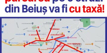 Începând de luni, 25 septembrie, parcarea pe 9 străzi din Beiuș e cu plată. Un abonament persoane juridice cu rezervare – 1.000 lei/an