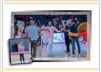 GALERIE. Adriana,orădeanca cu poveste de succes în lupta cu cancerul, aruncarea simbolică la meciul de baschet de aseară