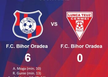 FC Bihor administrează un sec 6-0 arădenilor de la Gloria Lunca Teuz Cermei