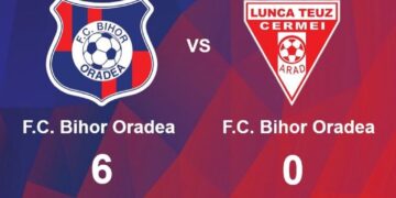 FC Bihor administrează un sec 6-0 arădenilor de la Gloria Lunca Teuz Cermei