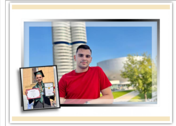 Absolvent al CN Mihai Eminescu Oradea, șef de promoție la Autovehicule Rutiere la U Transilvania Brașov, Eduard-David Diosadi, bursier DAAD, masterand la Universitatea de Științe Aplicate din München