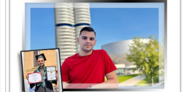 Absolvent al CN Mihai Eminescu Oradea, șef de promoție la Autovehicule Rutiere la U Transilvania Brașov, Eduard-David Diosadi, bursier DAAD, masterand la Universitatea de Științe Aplicate din München